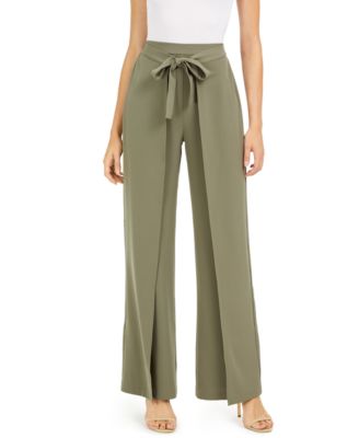 Bar III Wide-Leg Tie-Front Pants 