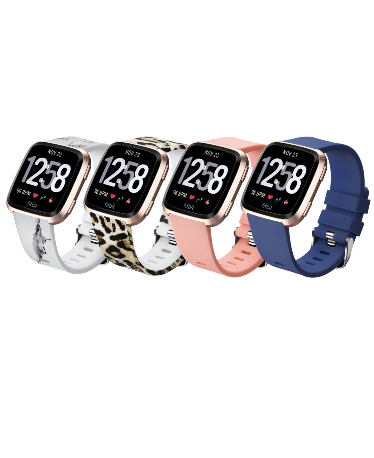 Unisex Fitbit Versa Assorted Silicone Watch Replacement Bands - Pack of 4 - Multi