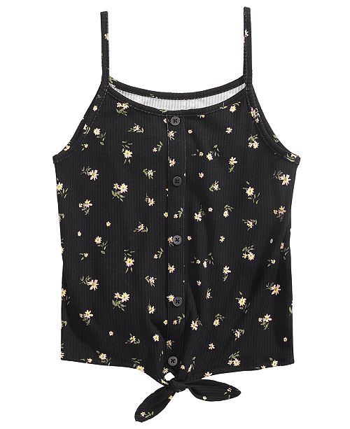 Big Girls Ditsy Floral Print Tie Front Tank Top Created For Macy S