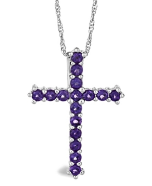image of Amethyst (1-5/8 ct. t.w.) Cross Pendant Necklace in Sterling Silver