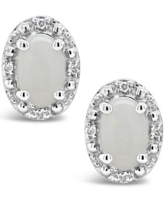 Gemstone and Diamond Accent Stud Earrings in Sterling Silver
