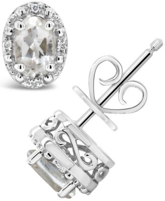 Macy's - White Topaz (1-1/8 ct. t.w.) and Diamond Accent Stud Earrings in Sterling Silver