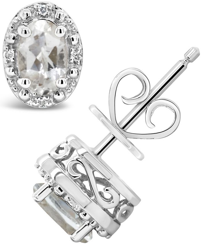 Macy's - White Topaz (1-1/8 ct. t.w.) and Diamond Accent Stud Earrings in Sterling Silver