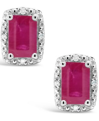 Ruby (1-1/3 ct. t.w.) and Diamond Accent Stud Earrings in Sterling Silver