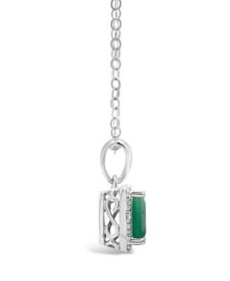 Sapphire (5/8 ct. t.w.) and Diamond Accent Pendant Necklace in Sterling Silver (Also Available in Emerald)