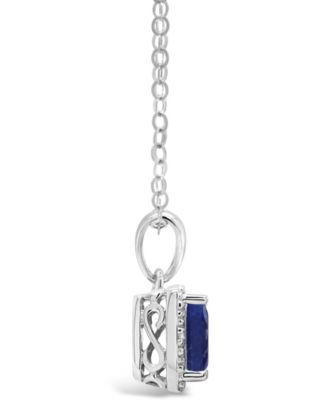 Sapphire (5/8 ct. t.w.) and Diamond Accent Pendant Necklace in Sterling Silver (Also Available in Emerald)