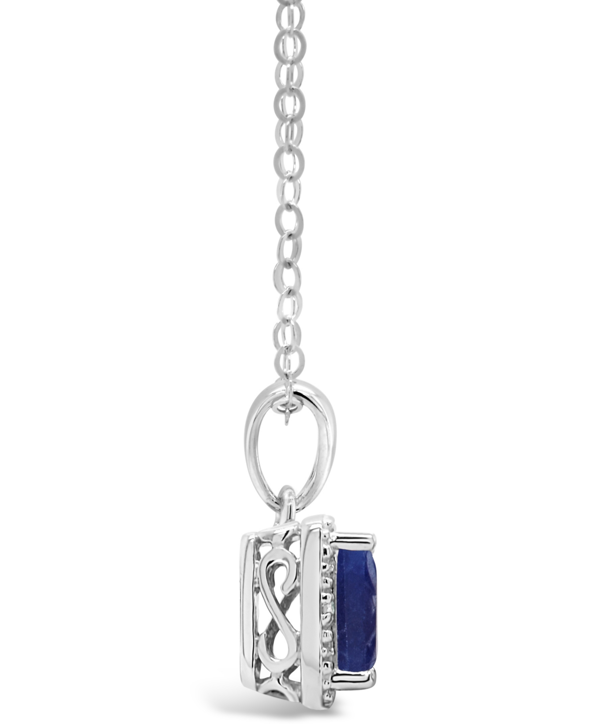 (5/8 ct. t.w.) and Diamond Accent Pendant Necklace in Sterling Silver (Also Available in Emerald) - Sapphire
