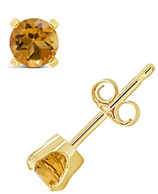 Gemstone Stud Earrings in 14K Yellow Gold