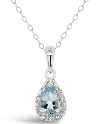 Gemstone and Diamond Accent Pendant Necklace in Sterling Silver