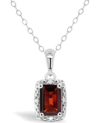 Gemstone and Diamond Accent Pendant Necklace in Sterling Silver