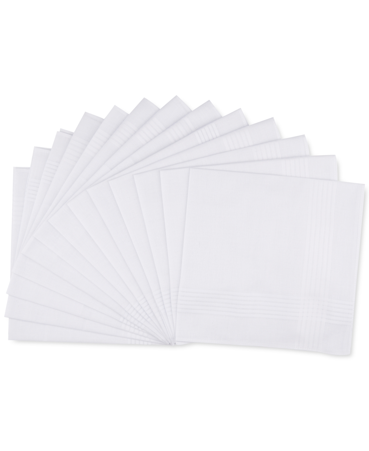 Men's 13-Pc. White Border-Stripe Handkerchief Set, Created for Macy's - White