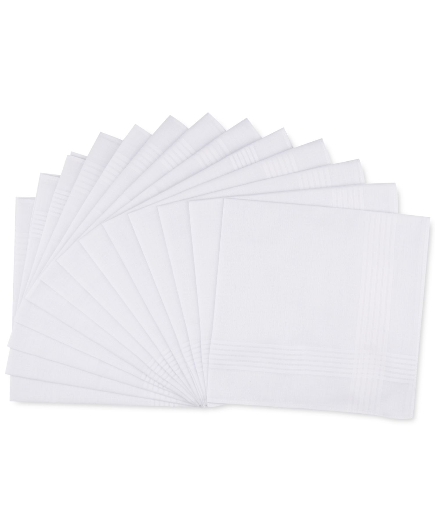 Men’s 13-Pc. White Border-Stripe Handkerchief Set