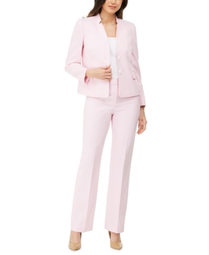 image of Le Suit Textured Star-Collar Pants Suit