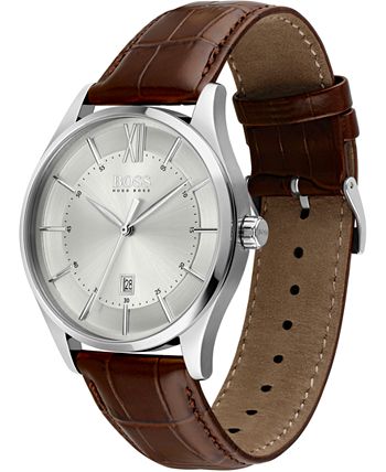 BOSS - Men's Distinction Brown Leather Strap Watch 42mm
