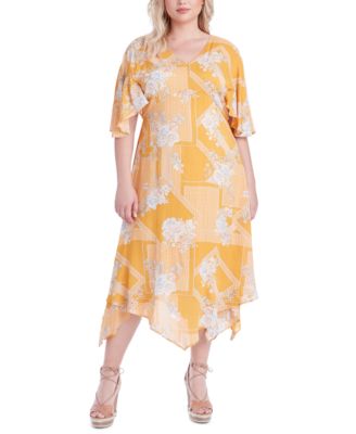 macys plus size yellow dresses