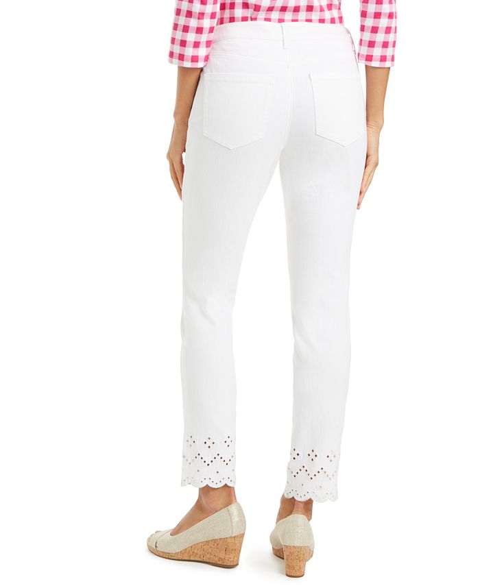 Charter Club Eyelet-Ankle White Jeans, Created for Macy's - Macy's