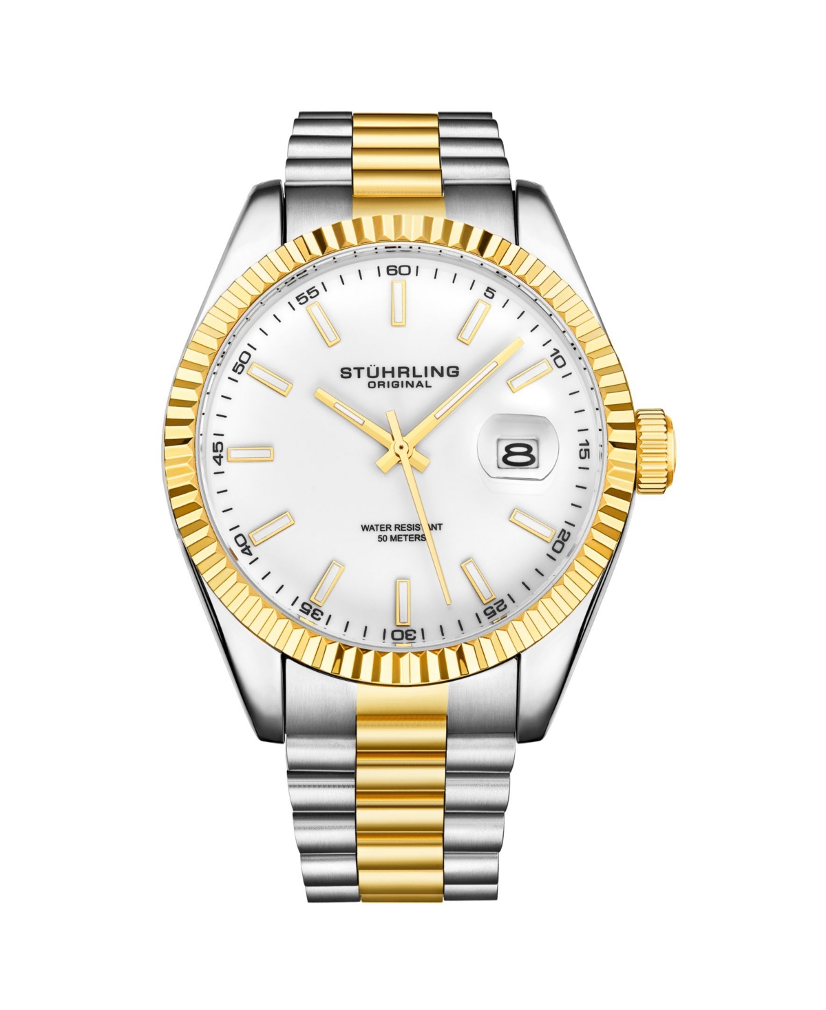 Men's Silver - Gold Tone Layered Stainless Steel Bracelet Watch 42mm - Silver