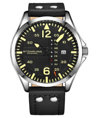 Aeronaut 3916 Men's Quartz Aviator Watch, 43mm, Tan Leather Strap