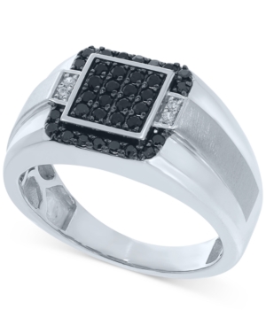 image of Men-s Diamond Cluster Ring (1/2 ct. t.w.) in Sterling Silver