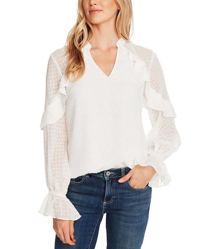 CeCe ClipDot Ruffled Top Macy's