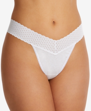 Hanky Panky Signature Lace Organic Cotton V-kini Panties, Basic Colors In White