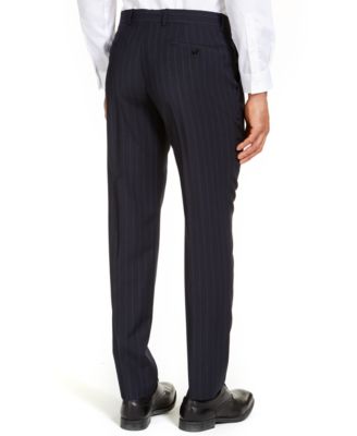 A|X Armani Exchange Armani Exchange Men's slim-Fit Navy Blue Pinstripe Wool Suit Pants, Created for Macy's