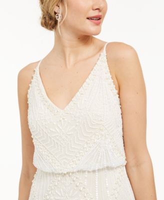 Women's Beaded Short-Sleeve Ball Gown