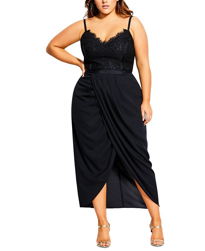 City Chic Trendy Plus Size Touch of Lace Dress - Macy's