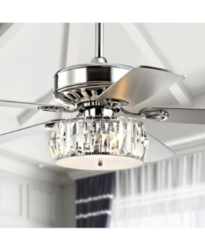 JONATHAN Y MANDY 52" 3-LIGHT CRYSTAL PRISM DRUM LED CEILING FAN WITH REMOTE 