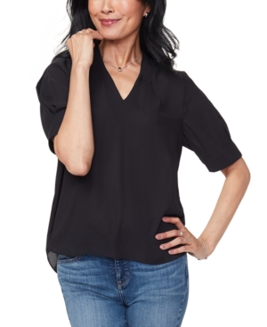 Nydj Charming Oversized V-neck Top In Black