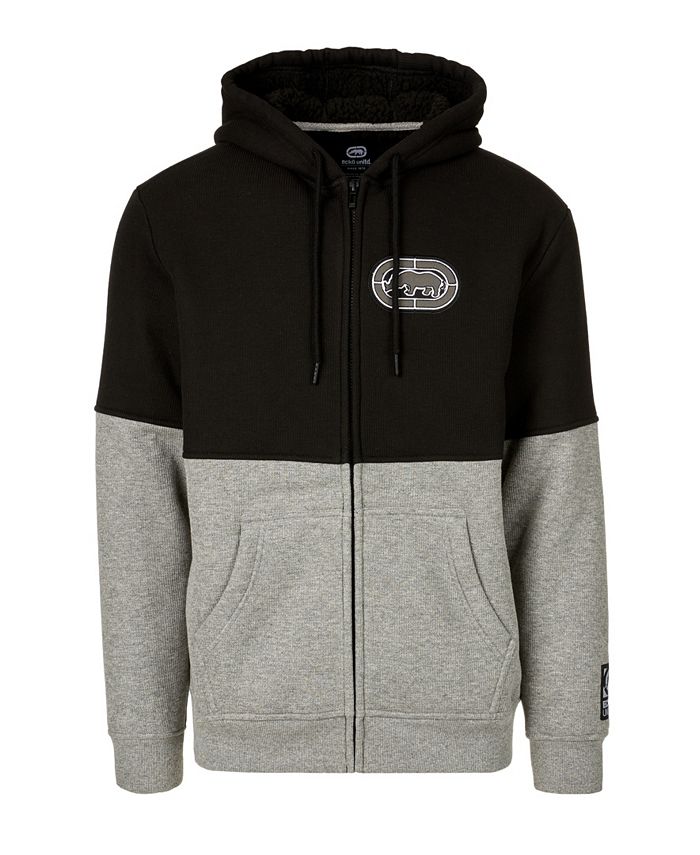 Ecko Unltd Men's Patched Together Full Zip Thermal Sherpa Hoodie - Macy's