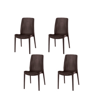 Lagoon Rue Stackable Rattan Dining Chair Set of 4