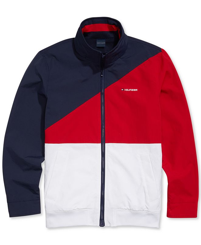 Tommy Hilfiger Men's Tate Colorblock Yachting Jacket with Magnetic ...