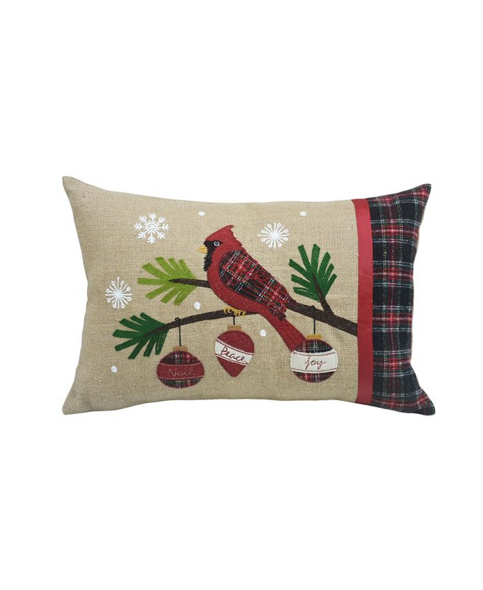 Manor Luxe Cardinal Noel Peace Joy Jute Christmas Pillow Macy's