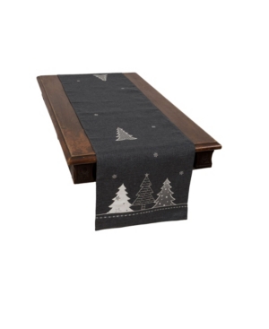 Manor Luxe Lovely Christmas Tree Embroidered Double Layer Table Runner