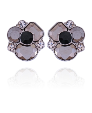 image of T Tahari Mixed Gems Clustered Stone Clip Earring