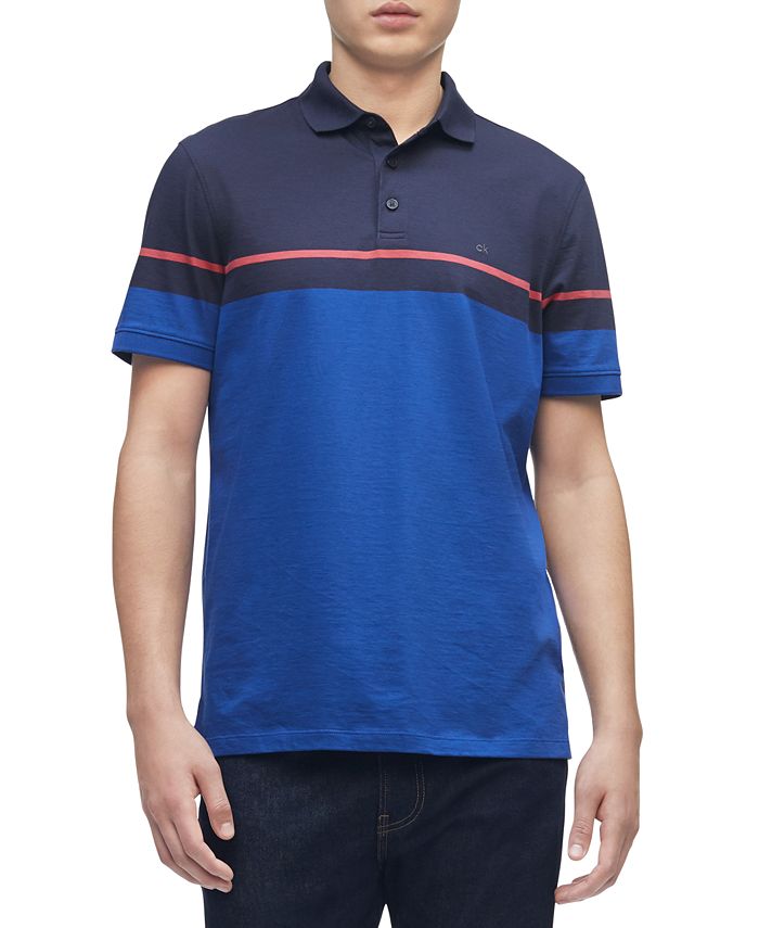 Calvin Klein Men\'s Liquid Touch Colorblock Stripe Polo Shirt - Macy\'s