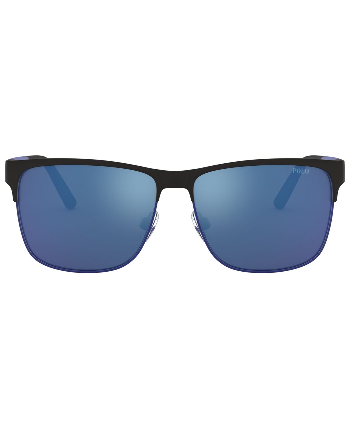 Shop Polo Ralph Lauren Sunglasses, Ph3128 In Matte Black,matte Royal Blue,blue Mirror