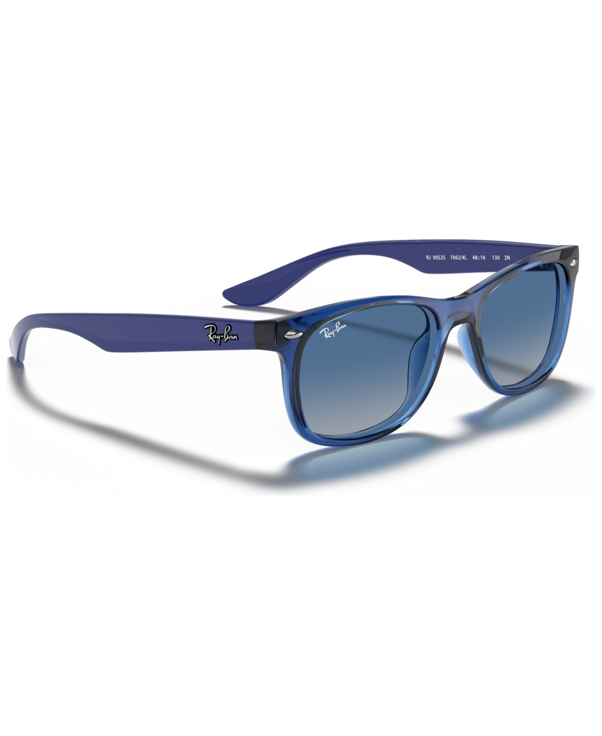 Shop Ray-ban Jr . Kids Sunglasses, Rj9052s New Wayfarer (ages 11-13) In Transparent Blue,grey Gradient Dark Blue