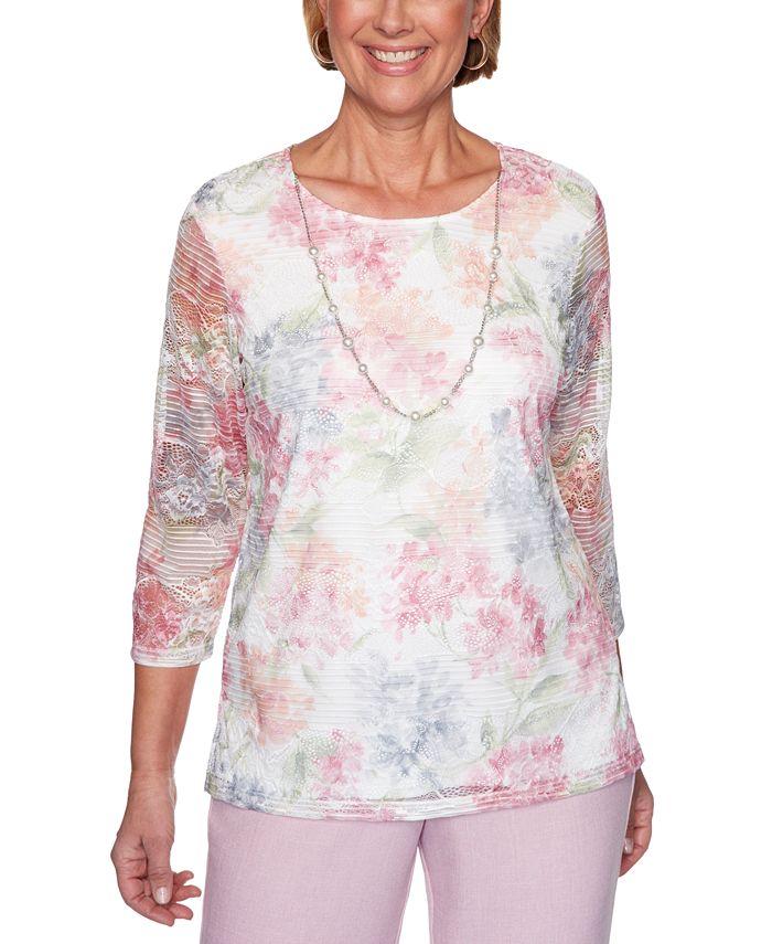 Alfred Dunner Primrose Garden Biadere-Textured Knit Top & Reviews ...