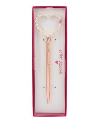 Betsey Johnson Rose Gold-Tone Crystal & Imitation Pearl Open Heart ...