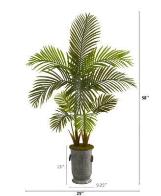 58in. Areca Palm Artificial Tree in Vintage Metal Planter