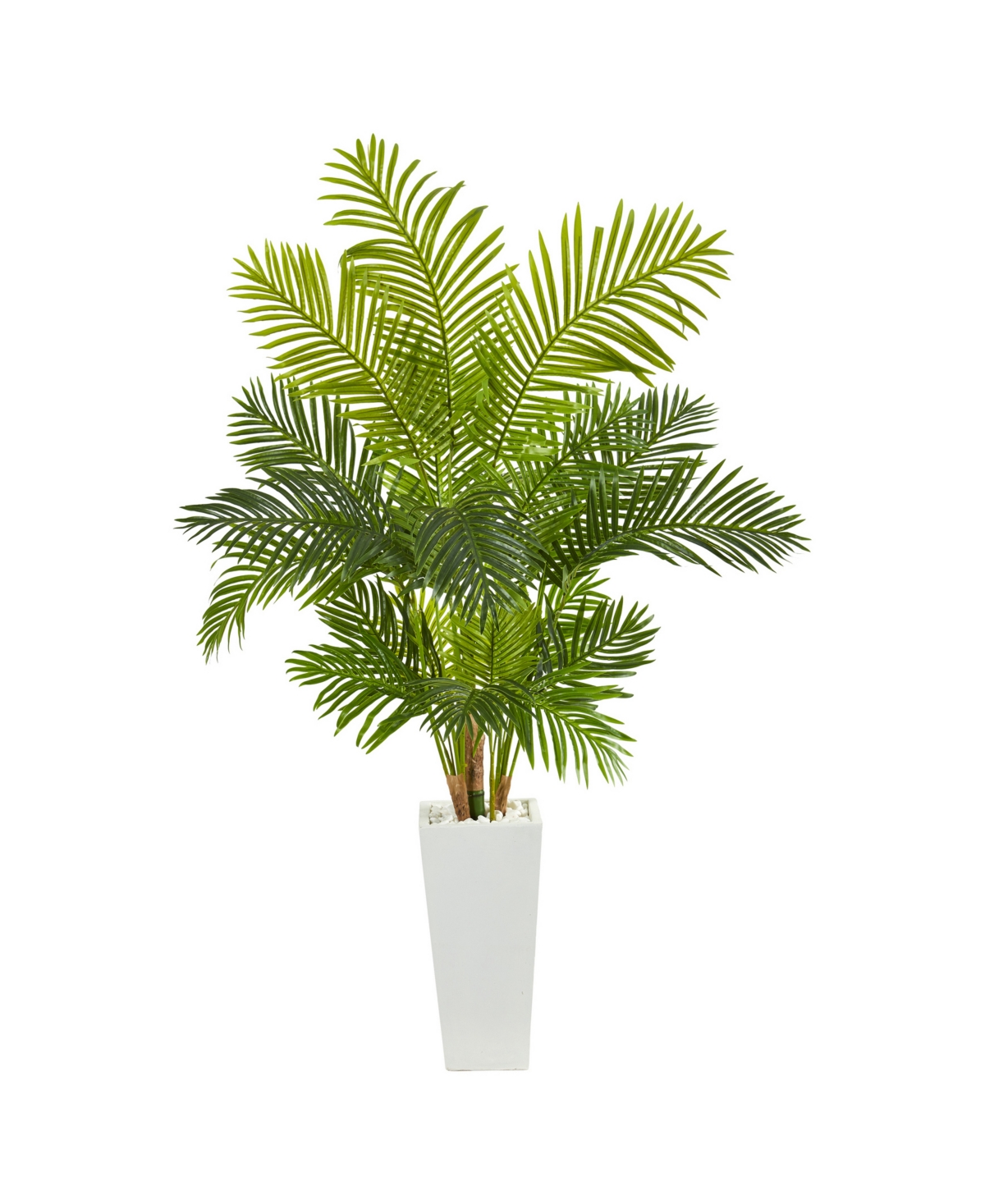 68in. Hawaii Palm Artificial Tree in Tall White Planter - Green