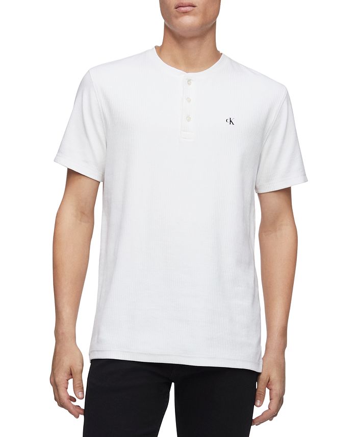 Calvin Klein Jeans Calvin Klein Men's Short Sleeve Monogram Rib Henley &  Reviews - Casual Button-Down Shirts - Men - Macy's