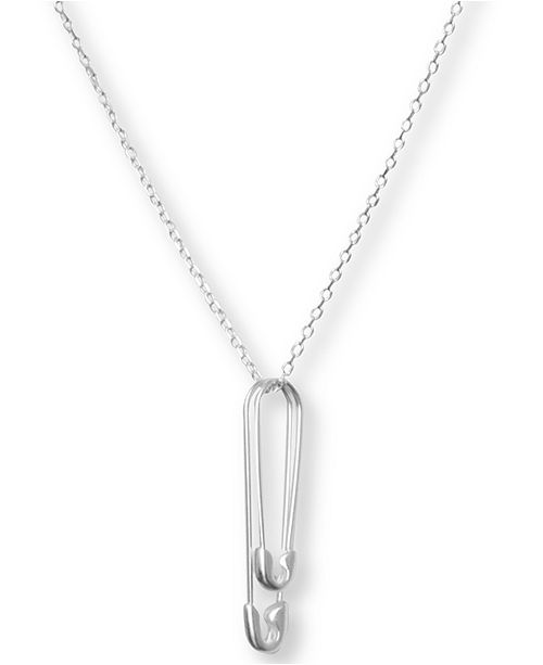 Lucky Brand Silver Tone Safety Pin Pendant Necklace 32 2 Extender Reviews Necklaces Jewelry Watches Macy S