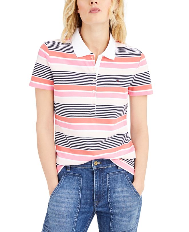 Tommy Hilfiger Striped Polo Shirt & Reviews - Tops - Women - Macy's