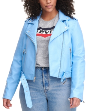 Levi's Trendy Plus Size Faux-Leather Belted Moto Jacket | Smart Closet