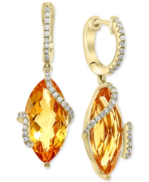 image of Effy Citrine (8-1/2 ct. t.w.) & Diamond (1/4 ct. t.w.) Drop Earrings in 14k Gold