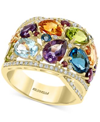 EFFY Collection - Multi-Gemstone (7-1/4 ct. t.w.) & Diamond (1/3 ct. t.w.) Statement Ring in 14k Gold