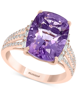 image of Effy Amethyst (5-5/8 ct. t.w.) & Diamond (1/3 ct. t.w.) Statement Ring in 14k Rose Gold